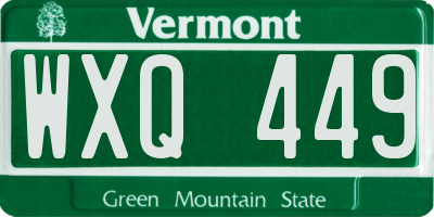 VT license plate WXQ449