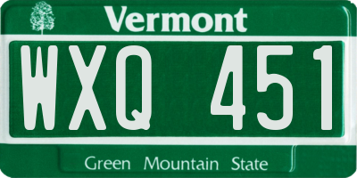 VT license plate WXQ451