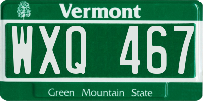 VT license plate WXQ467