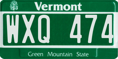 VT license plate WXQ474