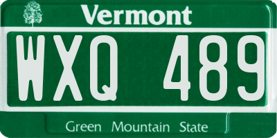 VT license plate WXQ489