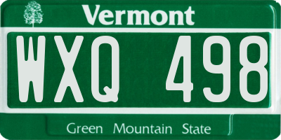 VT license plate WXQ498