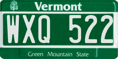 VT license plate WXQ522