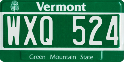 VT license plate WXQ524