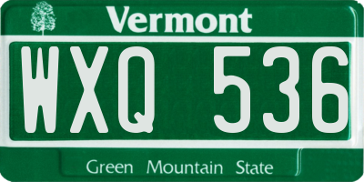 VT license plate WXQ536