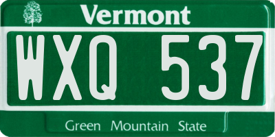 VT license plate WXQ537