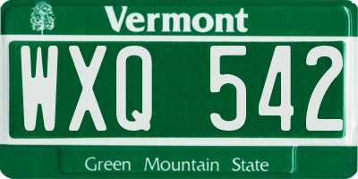 VT license plate WXQ542
