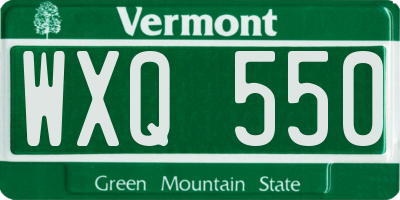 VT license plate WXQ550