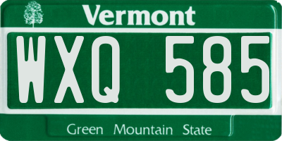 VT license plate WXQ585