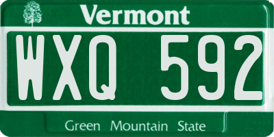 VT license plate WXQ592