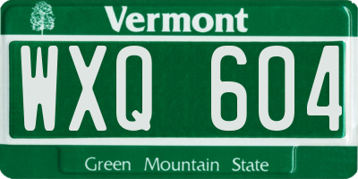 VT license plate WXQ604