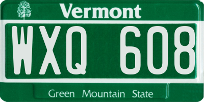 VT license plate WXQ608