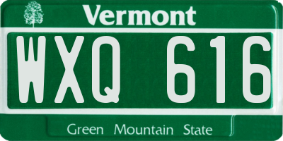 VT license plate WXQ616