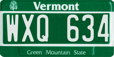 VT license plate WXQ634
