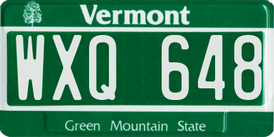 VT license plate WXQ648