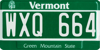 VT license plate WXQ664
