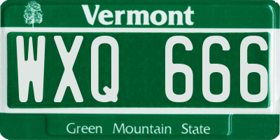 VT license plate WXQ666
