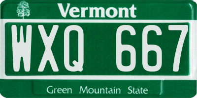 VT license plate WXQ667