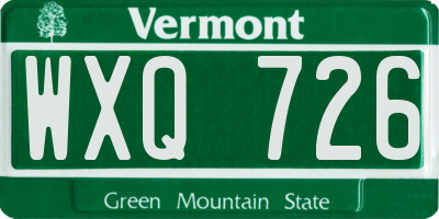 VT license plate WXQ726