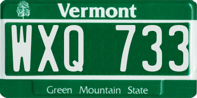 VT license plate WXQ733