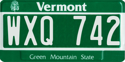 VT license plate WXQ742