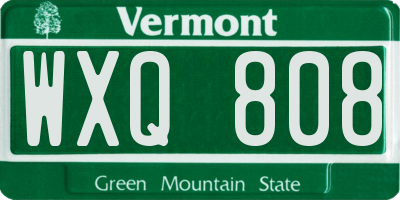 VT license plate WXQ808
