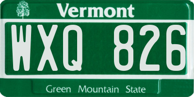 VT license plate WXQ826