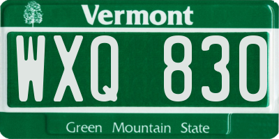 VT license plate WXQ830