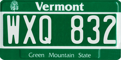 VT license plate WXQ832