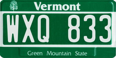 VT license plate WXQ833