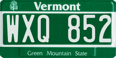 VT license plate WXQ852