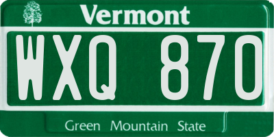 VT license plate WXQ870