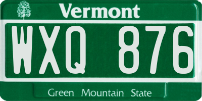 VT license plate WXQ876