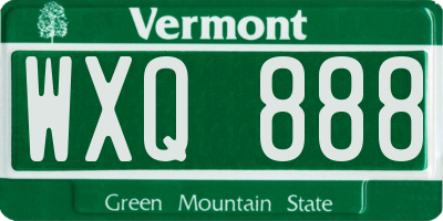 VT license plate WXQ888