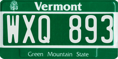 VT license plate WXQ893