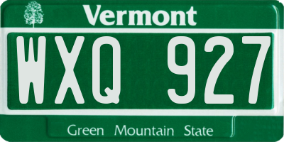 VT license plate WXQ927
