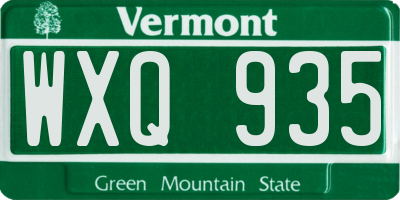 VT license plate WXQ935