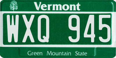VT license plate WXQ945