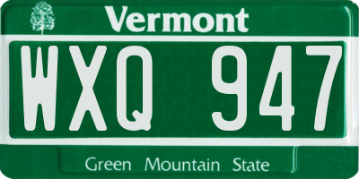 VT license plate WXQ947
