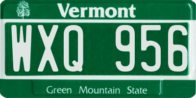 VT license plate WXQ956