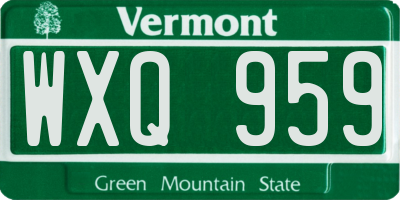 VT license plate WXQ959