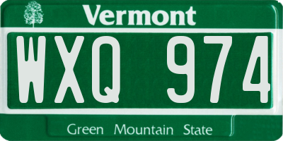 VT license plate WXQ974