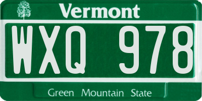 VT license plate WXQ978