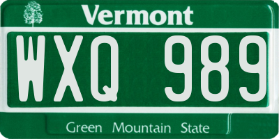 VT license plate WXQ989