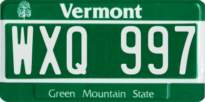 VT license plate WXQ997