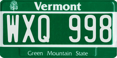 VT license plate WXQ998