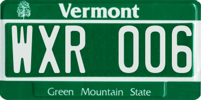 VT license plate WXR006