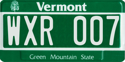 VT license plate WXR007