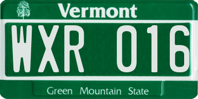 VT license plate WXR016