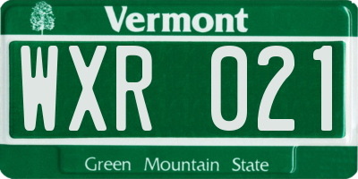 VT license plate WXR021